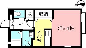 シャーメゾン平山(1K/1階)の間取り写真