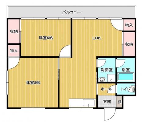 野中ハイツ(2LDK/3階)の間取り写真