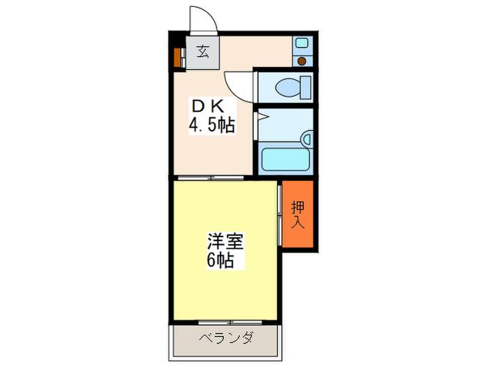 第3ナカムラビル(1DK/4階)の間取り写真
