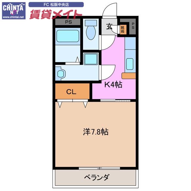 ユートピア垣鼻III(1K/2階)の間取り写真
