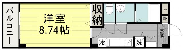 こえどテラス(1K/3階)の間取り写真