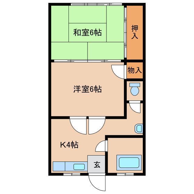高萩アパート(2DK/1階)の間取り写真
