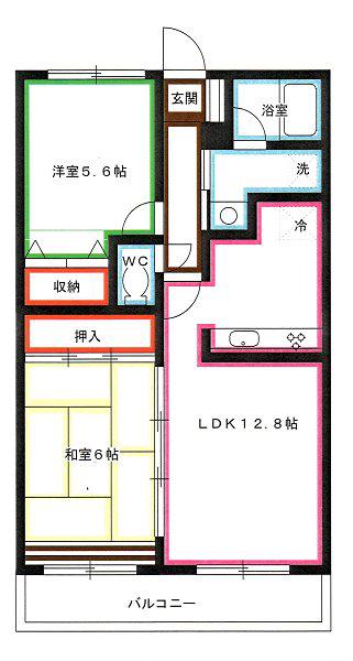 アビタシオン(2LDK/1階)の間取り写真