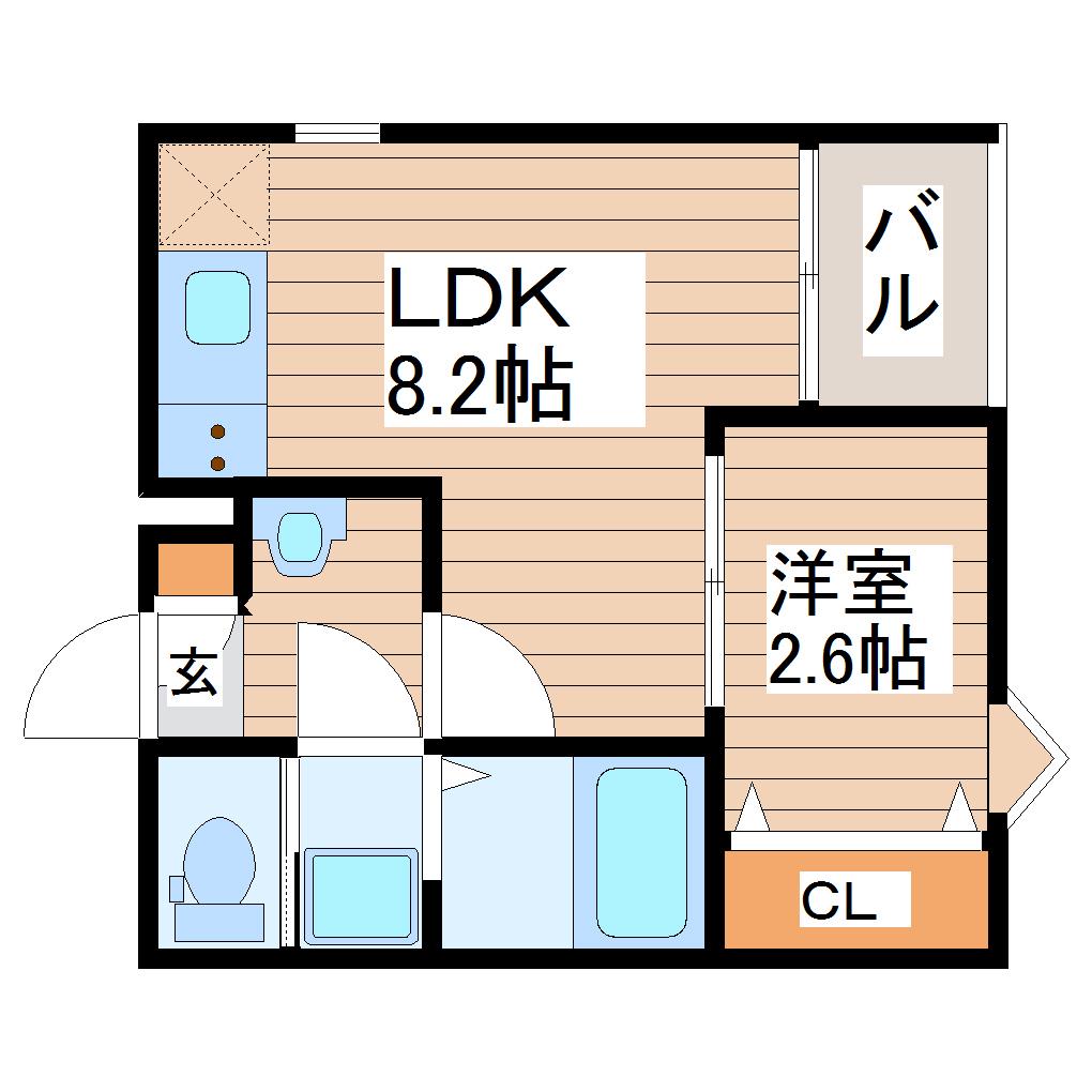 R-SMART東照宮(1LDK/2階)の間取り写真