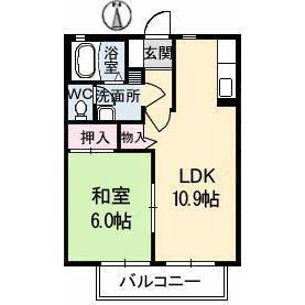 パークボナベンチャーハイツ(1LDK/1階)の間取り写真