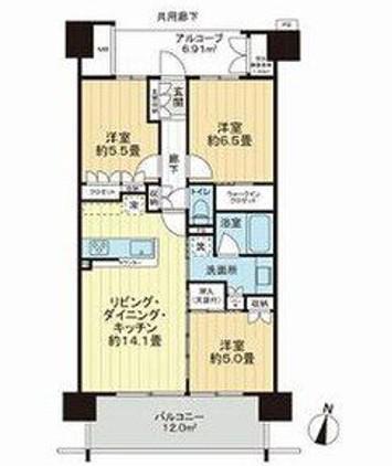 ル・サンクタワー仙台勾当台公園(3LDK/18階)の間取り写真