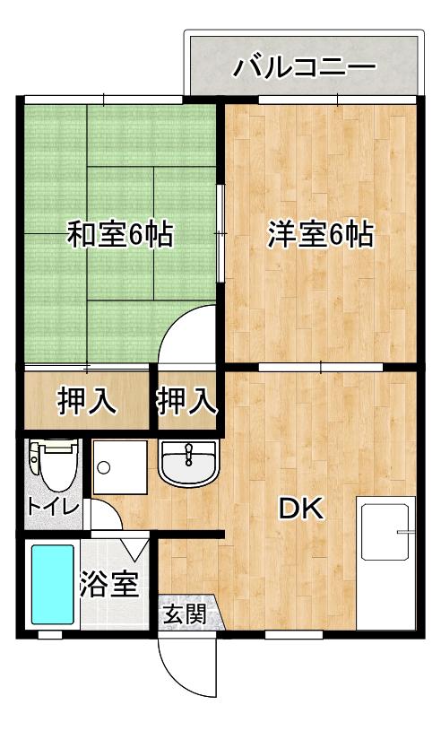 スカイラークA(2DK/2階)の間取り写真
