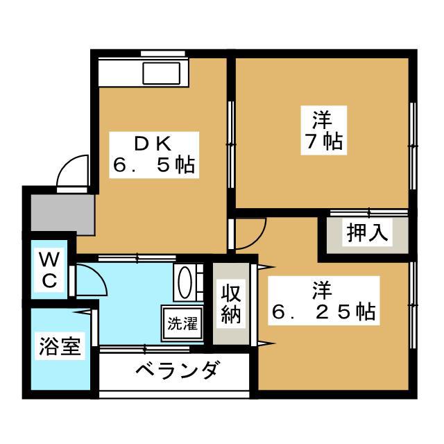 セリア田町(2DK/2階)の間取り写真