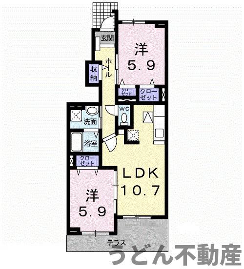 サン・ハーモニーB(2LDK/1階)の間取り写真