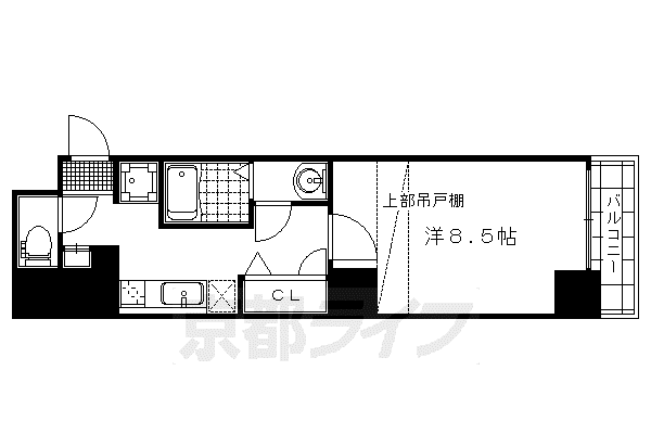 グリシーヌ京都西院(1K/2階)の間取り写真