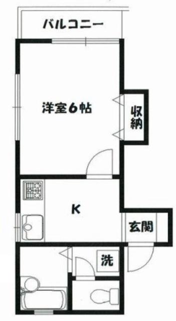 ベルステージII(1K/1階)の間取り写真