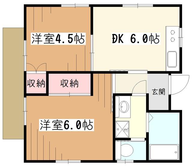 エスポワールII(2DK/1階)の間取り写真