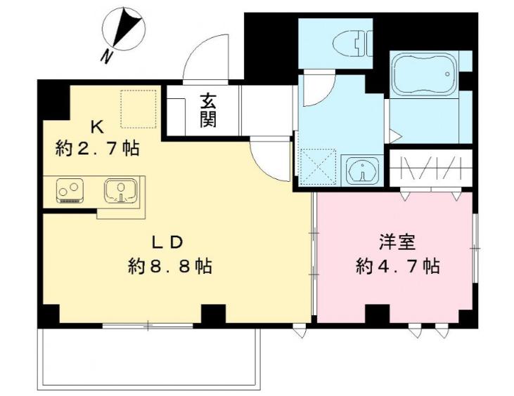 DIAMOND VALLEY ダイヤモンドバレー(1LDK/4階)の間取り写真