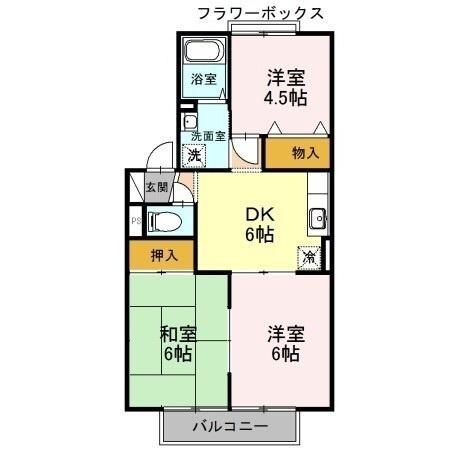 セジュールK(3DK/2階)の間取り写真