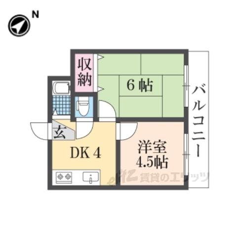 ハイツ東山(2DK/2階)の間取り写真