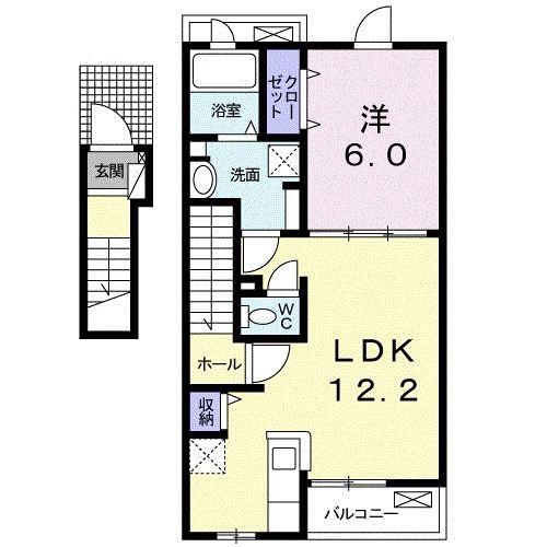 ルセンティエ(1LDK/2階)の間取り写真