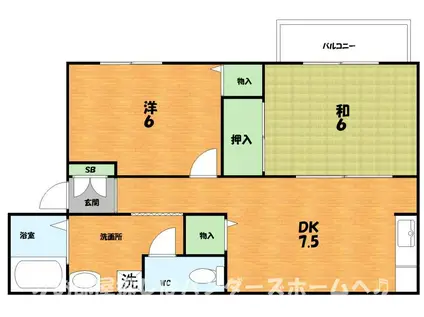 ウィンディ彩 II(2DK/2階)の間取り写真