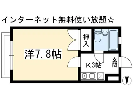 TWINI(1K/2階)の間取り写真