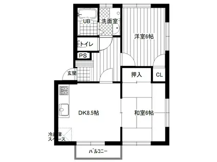 グリーンハイム壱番館(2DK/2階)の間取り写真