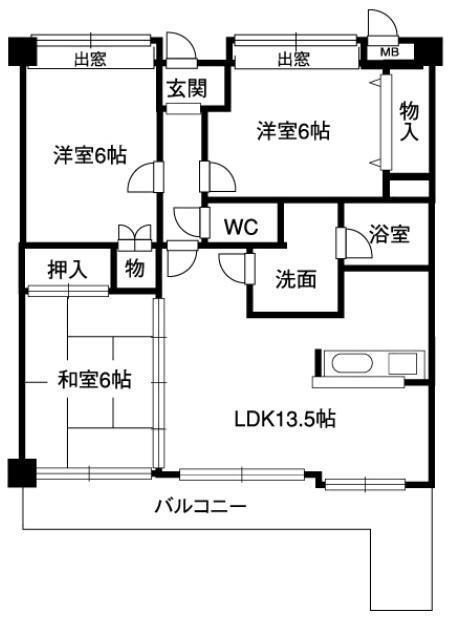 レジデンス マサノ-3(3LDK/4階)の間取り写真