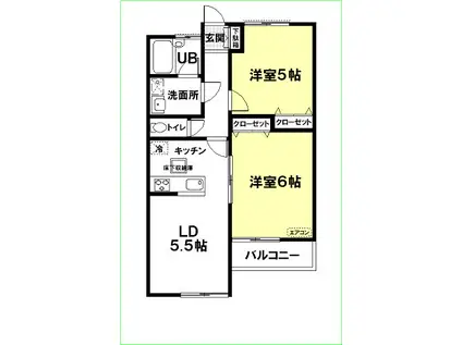 アーバニズム71B(2LDK/2階)の間取り写真