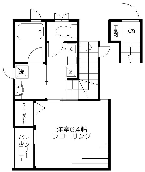 KKハウス(1K/2階)の間取り写真