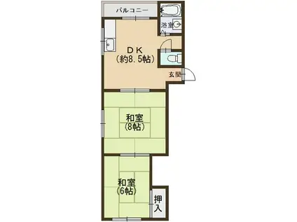 辰巳マンション(2DK/2階)の間取り写真