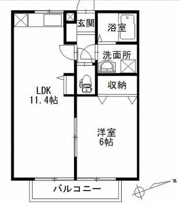 マリーブルク(1LDK/1階)の間取り写真