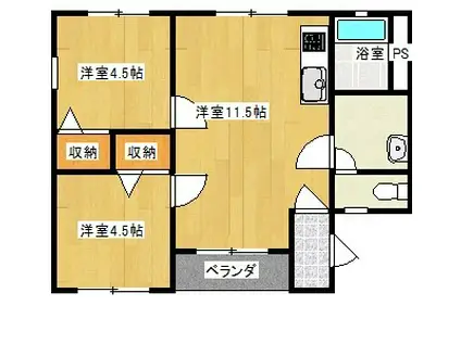 シーサイドサンクス(2LDK/1階)の間取り写真