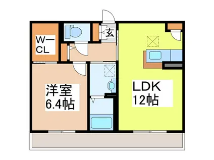 ライトコート II棟(1LDK/1階)の間取り写真