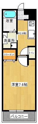 MIME(1K/2階)の間取り写真