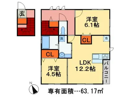 ブリアールIII(2LDK/2階)の間取り写真