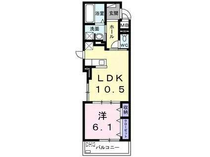 グラン フェリシア(1LDK/2階)の間取り写真