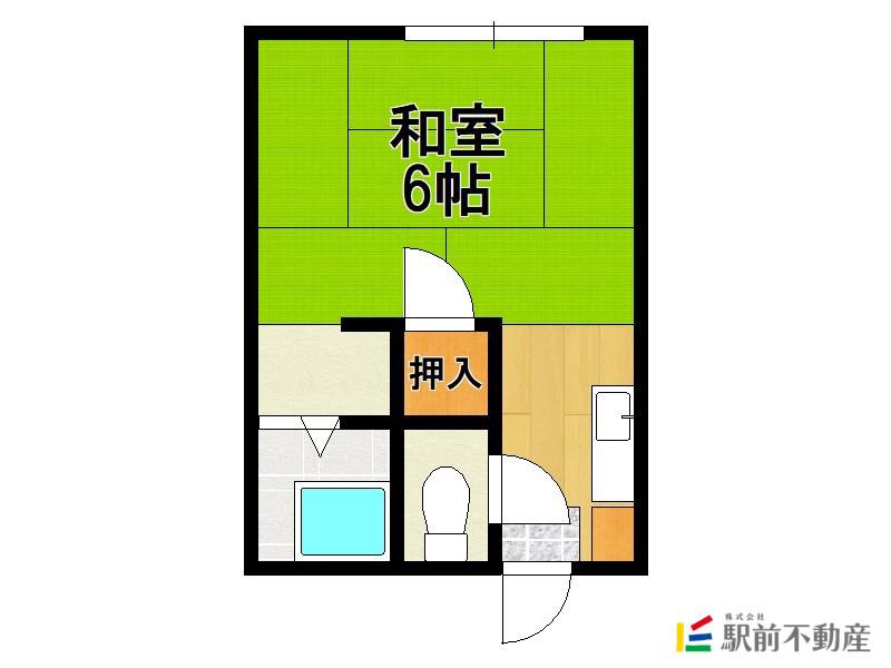 轟木ハイツC(1K/1階)の間取り写真