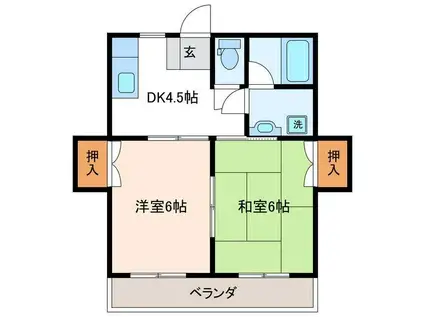 ポウルスター北斗(2DK/3階)の間取り写真