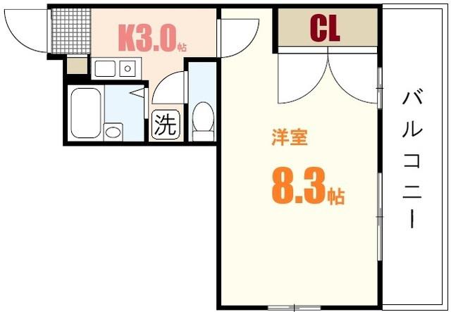 ドルチェ(1K/3階)の間取り写真
