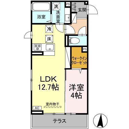 クレストTM(1LDK/1階)の間取り写真