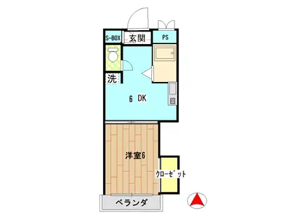 シティーハイツ沖田(1DK/4階)の間取り写真