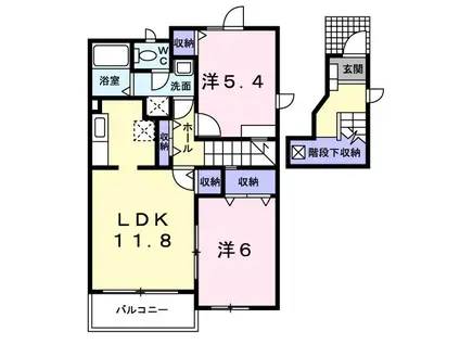 メゾン アンジュA棟(2LDK/2階)の間取り写真