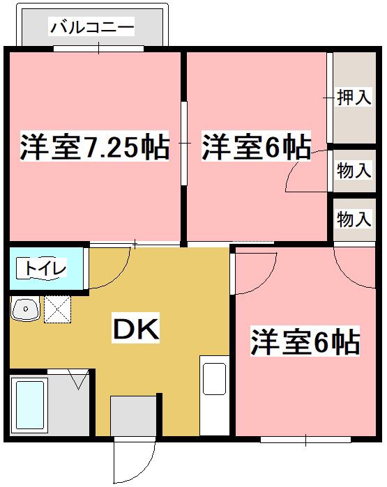 パレス星和(3DK/1階)の間取り写真