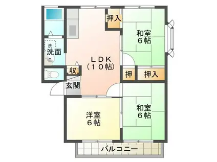 エスポワール馬渡B(3LDK/2階)の間取り写真