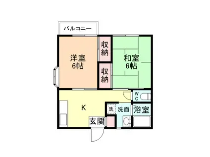 コーポあすみ(2DK/1階)の間取り写真