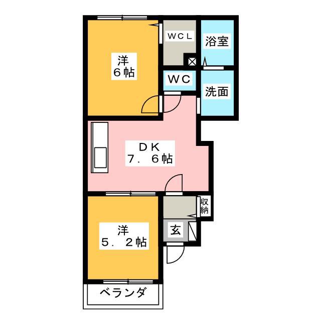 アイファインE(2DK/1階)の間取り写真