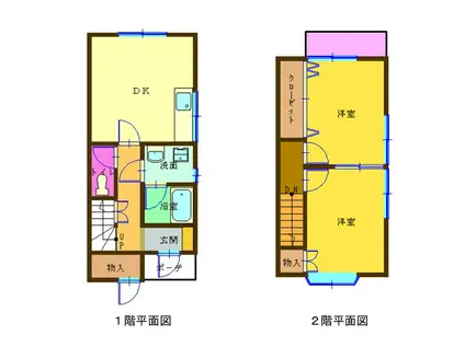 ディズニーカスタムB棟(2DK/1階)の間取り写真