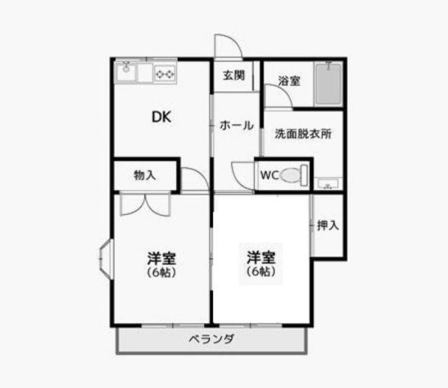 コーポキクII(2DK/2階)の間取り写真