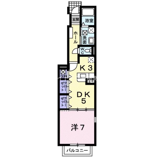 グランディアス赤羽根(1DK/1階)の間取り写真