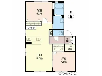 バリュージュシオンC(2LDK/1階)の間取り写真