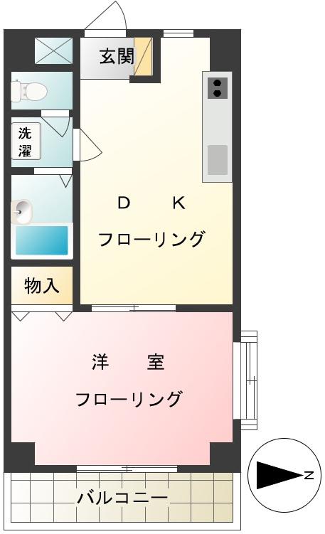 ヴィラ恵II(1DK/2階)の間取り写真