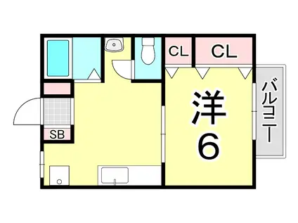 Aスクエア桜木町(1DK/2階)の間取り写真