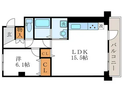 Nシャンブル(1LDK/5階)の間取り写真